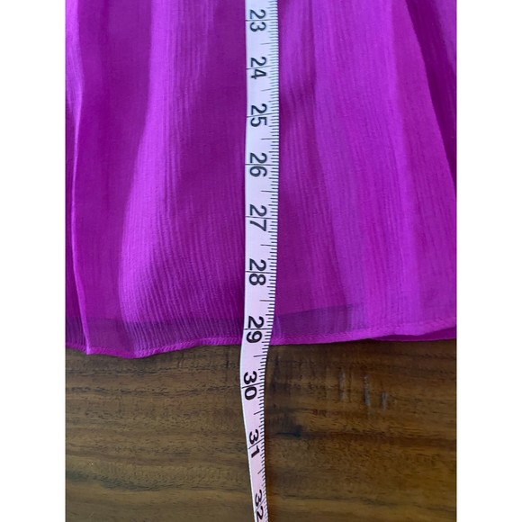 Maggy London 100% Silk dress NEW TAG fuchsia beaded pink crepe rushed fit flare - Picture 11 of 12